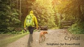  Presentation with health balance - Beautiful slide deck featuring traveler-man-trekker backdrop and a coral colored foreground