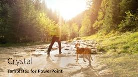  Presentation with health balance - Cool new slide set with traveler-man-trekker backdrop and a coral colored foreground