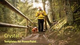  Presentation with health balance - PPT layouts enhanced with traveler-man-trekker background and a tawny brown colored foreground