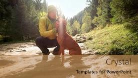  Presentation with health balance - Colorful presentation theme enhanced with traveler-man-trekker backdrop and a coral colored foreground