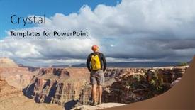  Presentation with motivation - Amazing presentation theme having traveler-on-cliff-mountains-over backdrop and a light blue colored foreground