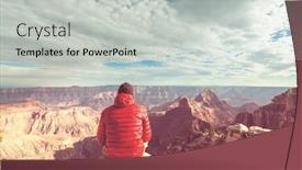  Presentation with motivation - Theme enhanced with traveler-on-cliff-mountains-over background and a light gray colored foreground