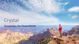  Presentation with inspiring - Theme enhanced with traveler-on-cliff-mountains-over background and a sky blue colored foreground