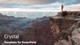  Presentation with inspiring - Slide set with traveler-on-cliff-mountains-over background and a dark gray colored foreground