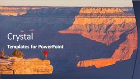  Presentation with motivation - Theme having traveler-on-cliff-mountains-over background and a ocean colored foreground