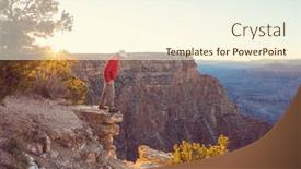  Presentation with motivation - Slide deck having traveler-on-cliff-mountains-over background and a cream colored foreground