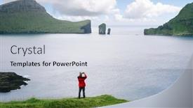  Presentation with traveler - Amazing theme having traveler-photographs-the-drangarnir-sea backdrop and a  colored foreground