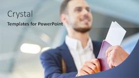  Presentation with passport - Amazing slide set having traveler-shows-his-passport backdrop and a light blue colored foreground