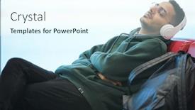  Presentation with departure - Slide set with traveler-waiting-at-the-airport background and a cool aqua colored foreground