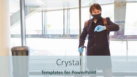  Presentation with traveler - Cool new PPT layouts with traveler-with-face-mask-looks backdrop and a lemonade colored foreground