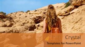  Presentation with traveler - Slides consisting of traveler-woman-in-desert-morocco background and a gold colored foreground