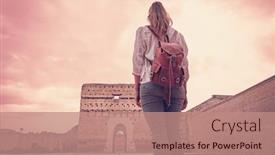  Presentation with traveler - Presentation design featuring traveler-woman-in-marrakech-el background and a coral colored foreground