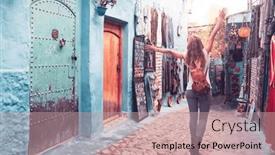  Presentation with traveler - PPT theme enhanced with traveler-woman-in-morocco-typical background and a coral colored foreground