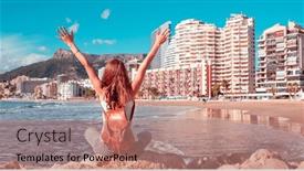  Presentation with traveler - Slides consisting of traveler-woman-in-spain-andalusian background and a coral colored foreground