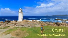  Presentation with traveler - Presentation with traveler-woman-tourist-visiting-galicia background and a tawny brown colored foreground