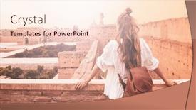  Presentation with tour - Slide set with traveler-woman-visiting-marrakesh-city background and a lemonade colored foreground