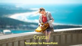  Presentation with traveler - Presentation theme with traveler-woman-with-a-yellow background and a tawny brown colored foreground