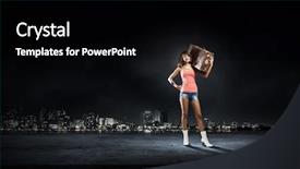  Presentation with traveler - PPT theme with traveler woman with retro suitcase waiting for car background and a black colored foreground