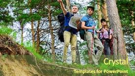  Presentation with group - PPT theme having travelers group determines its location background and a tawny brown colored foreground