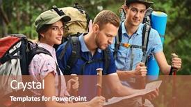  Presentation with group - Slides enhanced with travelers group determines its location background and a coral colored foreground