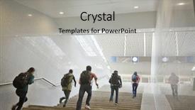  Presentation with running skeleton - Amazing presentation design having travelers running up the stairs backdrop and a light gray colored foreground