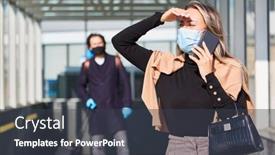  Presentation with face masks - Slide deck featuring travelers-with-face-masks background and a tawny brown colored foreground