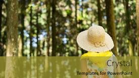  Presentation with hiking - Presentation enhanced with traveling-asian-woman-hiking background and a gold colored foreground