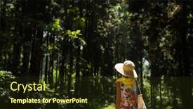  Presentation with hiking - Presentation theme with traveling-asian-woman-hiking background and a wine colored foreground