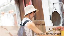  Presentation with asia - PPT layouts having traveling-asian-woman-playing-pinball background and a coral colored foreground