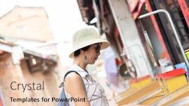  Presentation with asia - Beautiful presentation featuring traveling-asian-woman-playing-pinball backdrop and a lemonade colored foreground