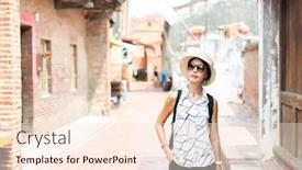  Presentation with asia - Slide deck featuring traveling-asian-woman-walking background and a lemonade colored foreground