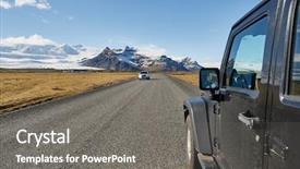  Presentation with jeep car - Audience pleasing presentation design consisting of traveling by 4wd car backdrop and a gray colored foreground
