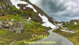  Presentation with landon the mountain road - PPT theme consisting of traveling-by-camper-on-road background and a tawny brown colored foreground