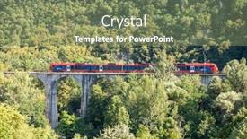  Presentation with train bridge - Slide deck having traveling-by-railway-red-train background and a violet colored foreground