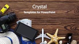  Presentation with space travel - Presentation featuring traveling car plane - travel concept top view background and a tawny brown colored foreground