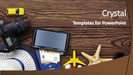  Presentation with space travel - Slide set consisting of traveling car plane - travel concept top view background and a tawny brown colored foreground