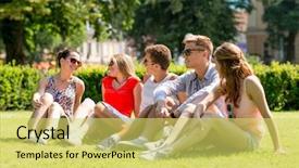  Presentation with friendship - PPT layouts with traveling city - friendship leisure summer and people background and a yellow colored foreground