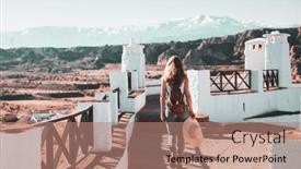  Presentation with nevada - Presentation theme having traveling-in-andalusia-woman-walking background and a coral colored foreground