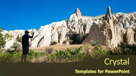  Presentation with cappadocia - Presentation design with traveling-in-cappadocia-a-tourist background and a tawny brown colored foreground