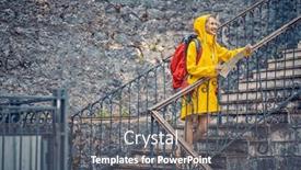  Presentation with happy holiday - PPT theme featuring traveling-in-summertime-joyful-young background and a gray colored foreground