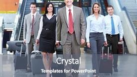  Presentation with international business - PPT layouts featuring traveling luggage - group of business person background and a gray colored foreground