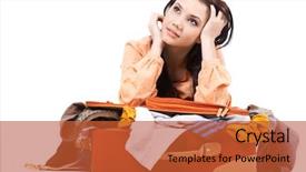  Presentation with family dreams of vacation - Beautiful PPT layouts featuring traveling luggage - portrait of pretty girl dreaming backdrop and a red colored foreground