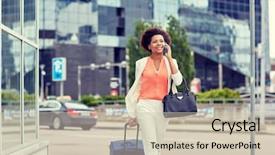  Presentation with business travel - Amazing presentation theme having traveling luggage - travel business trip people backdrop and a soft green colored foreground