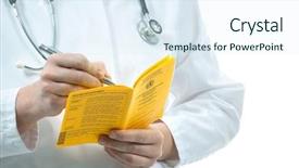  Presentation with certificate - PPT theme enhanced with medical world - doctor is filling background and a sky blue colored foreground