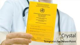  Presentation with certificate - PPT layouts with general pharmacology - doctor showing an international certificate background and a yellow colored foreground