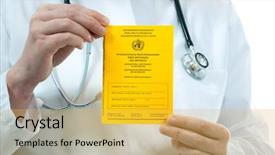  Presentation with certificate - Slide deck with medical travel - doctor showing an international certificate background and a yellow colored foreground