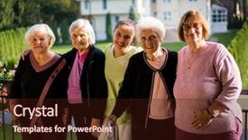  Presentation with women equality group of diverse - PPT theme with group of senior women together background and a wine colored foreground