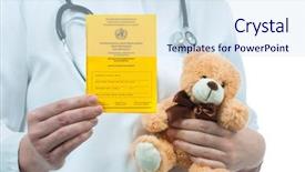  Presentation with certificate - Cool new PPT layouts with general pharmacology - pediatrician holding an international certificate backdrop and a yellow colored foreground