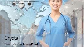  Presentation with nursing - Slides having travel nursing concept yong doctor background and a light blue colored foreground