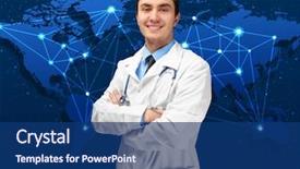  Presentation with world travel - Slide deck consisting of travel nursing concept yong doctor background and a ocean colored foreground